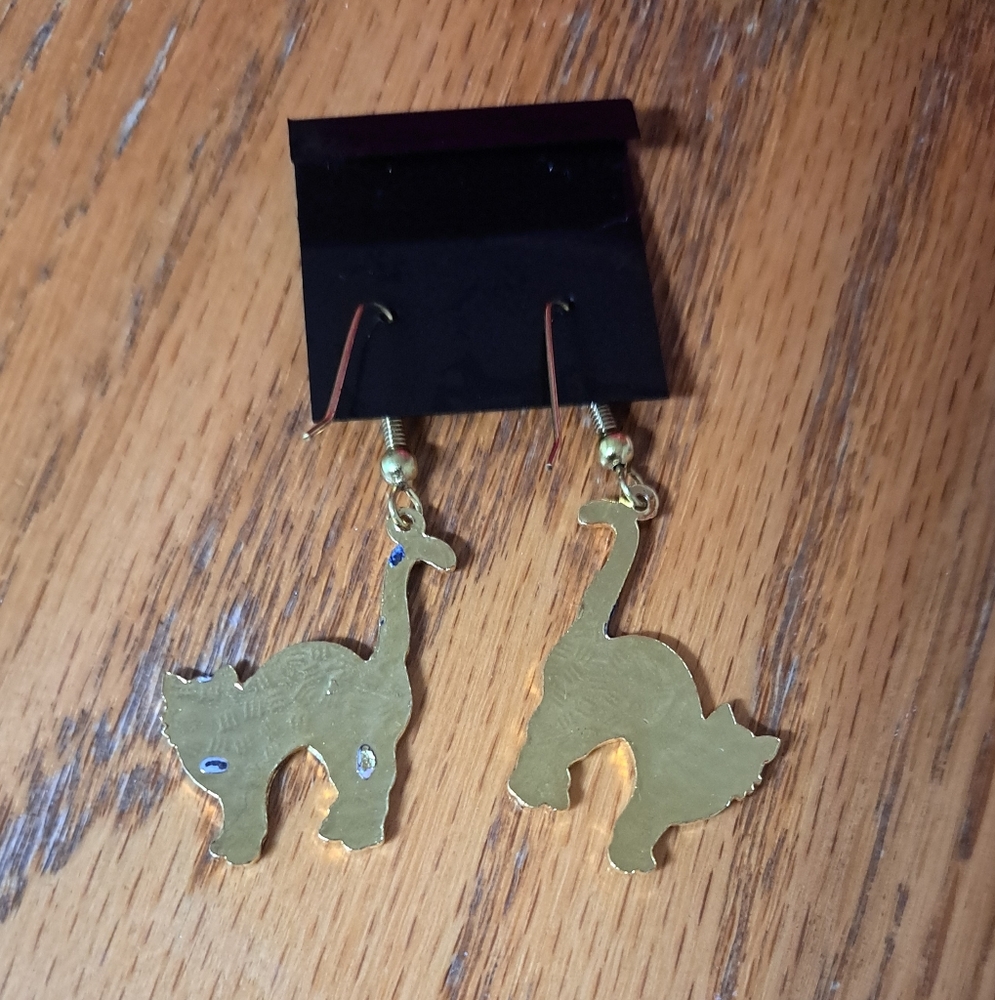 Blue Cat Earrings Genuine Cloisonne - Picture 3 of 3
